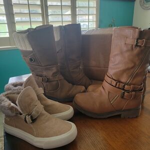 BUNDLE OF 3 GIRLS Mixed Brown Mid-Calf Buckle Boots SZ 13